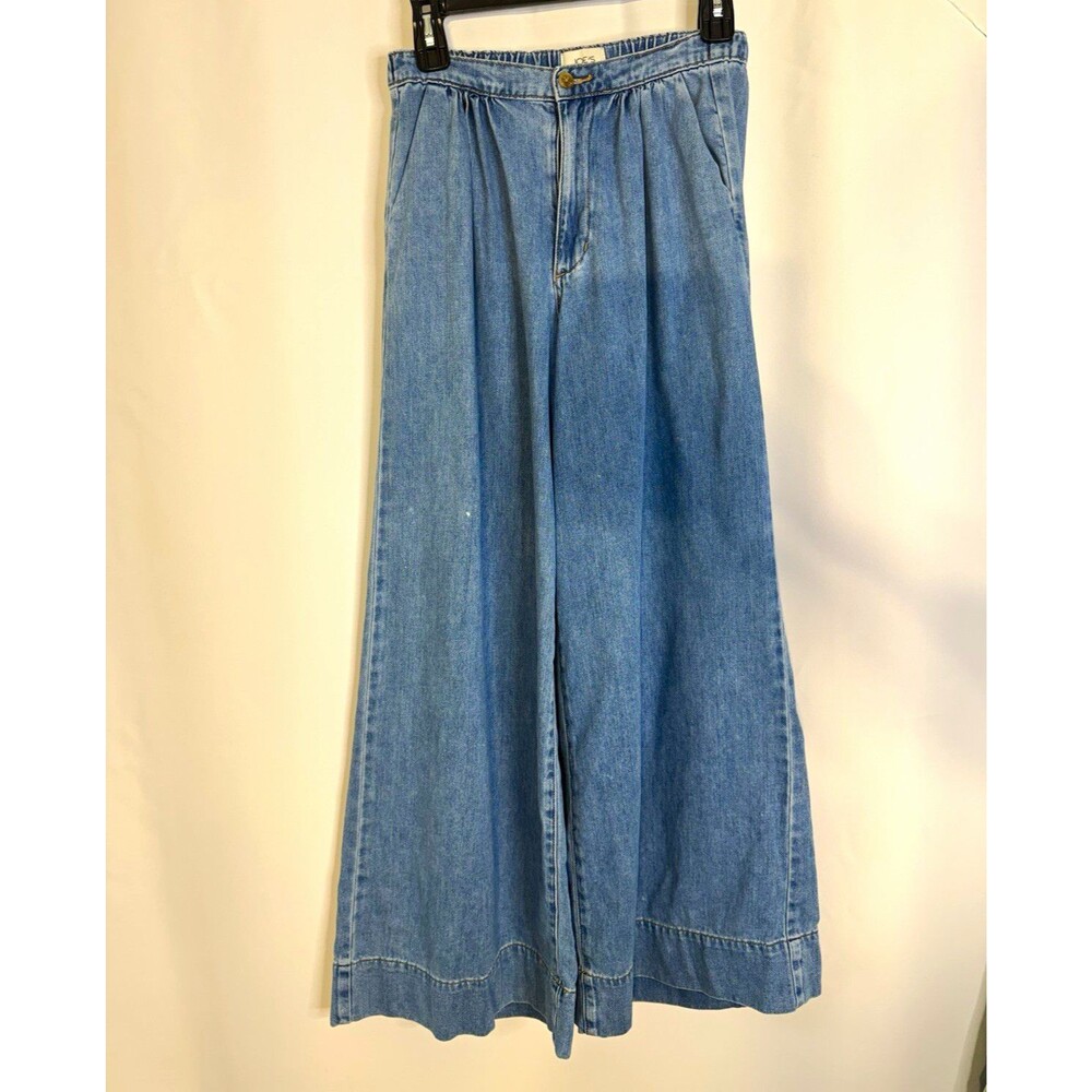 JOE'S Womens Size S Blue Medium Wash Wide-Leg Denim Jeans Relaxed Fit Pockets
